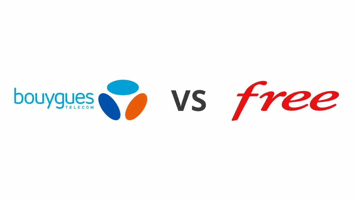 Logos Bouygues Telecom et Free face à face