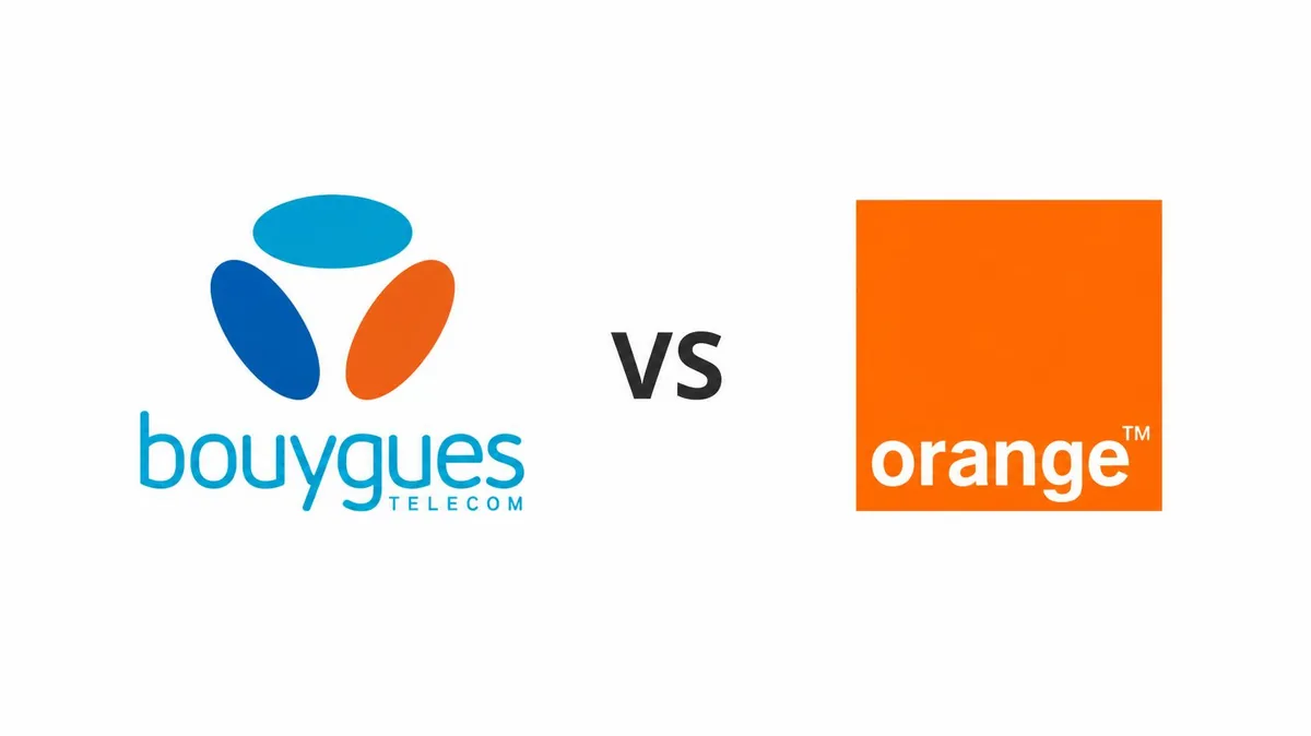Logos Bouygues Telecom et Orange face à face